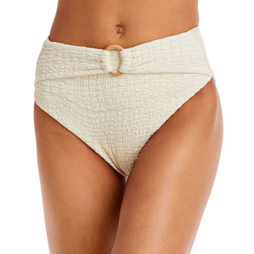 Revel Rey Inez Textured‎ Croc Cream Belted Bikini Swimsuit Bottoms Size Small